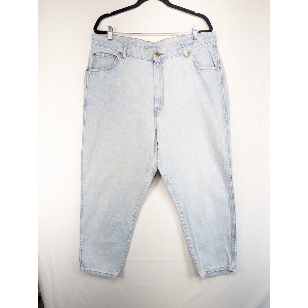 Chic Vintage‎ High Waisted Tapered Leg Light Wash Blue Denim Jeans USA 34x26